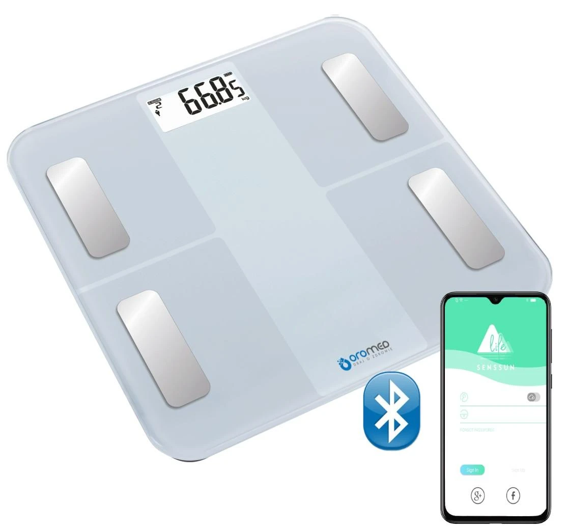 Virtuvinės svarstyklės Oro-med Vonios Svarstyklės - ORO-SCALE Bluetooth Baltos