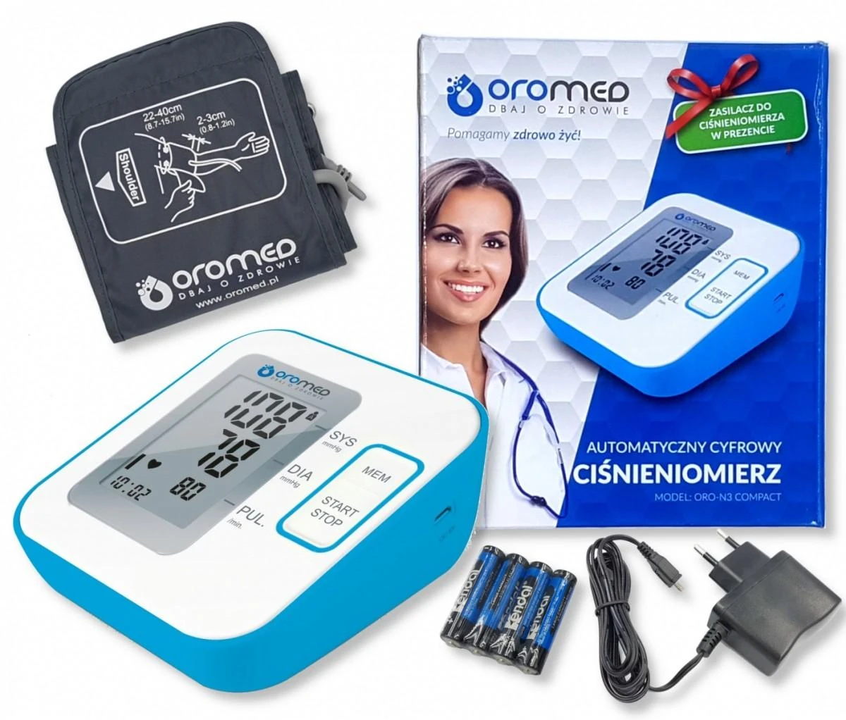 Elektroninis rankos kraujospūdžio matuoklis OROMED N3 COMPACT USB + maitinimo šaltinis