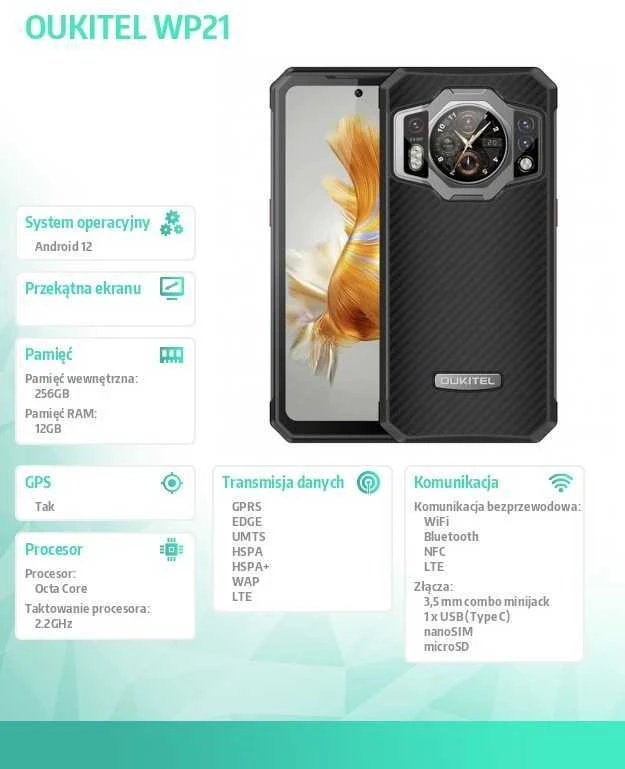 Oukitel Išmanusis telefonas WP21 12/256GB juoda
