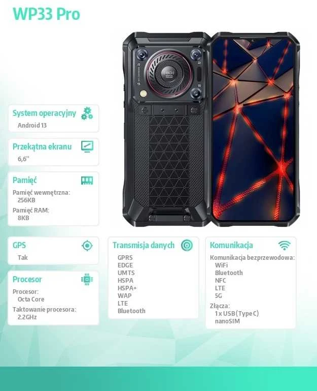 Oukitel WP33 Pro 5G 8/256GB Pilka