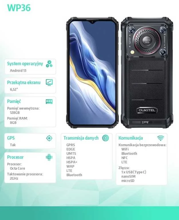 Oukitel WP36 8/128GB 10600mAh Juodas