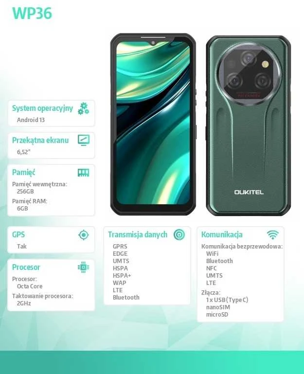 Oukitel WP39 6/256 11000mAh DS Žalias