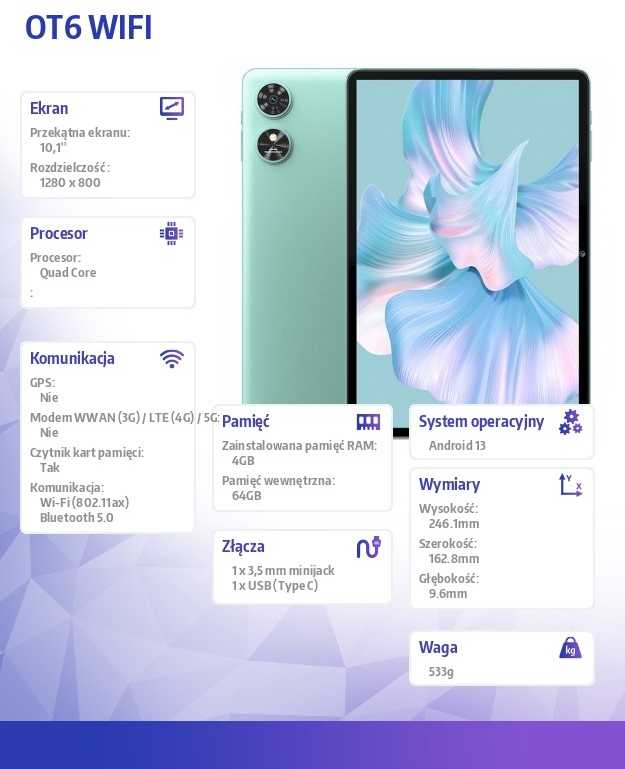 OUKITEL OT6 Planšetė Wi-Fi 4Gb/64Gb, Žalias