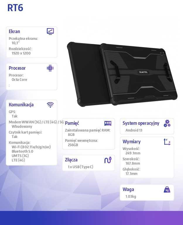 Planšetė Oukitel RT6 8/256GB Juodas Rugged