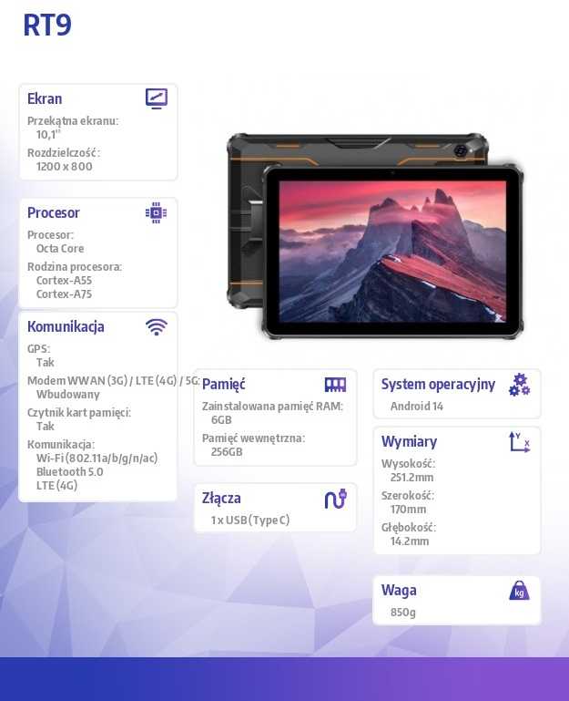 Planšetė Oukitel RT9 10,1 6/256GB Oranžinis Rugged 11000 mAh