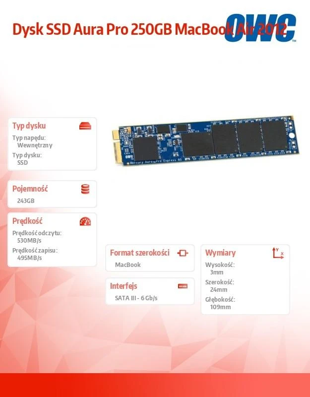 OWC Aura Pro 250GB MacBook Air 2012 m