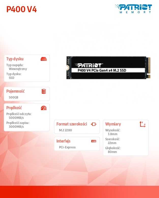 Patriot P400 V4 PCIe4 NVMe 500GB