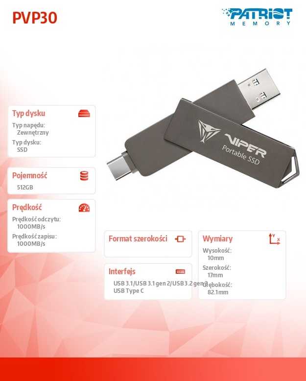 Kietasis diskas „Patriot PVP30 Duo Compact“ 512 GB SSD diskas