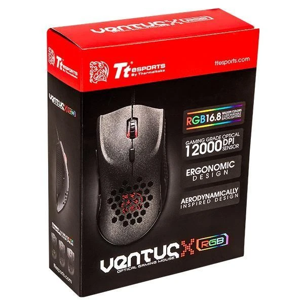 TT Esports Pelė computer Thermaltake eSports VENTUS X Optinė RGB MO-VXO-WDOOBK-01 (Optinė, 12000 DPI, juodos spalvos
