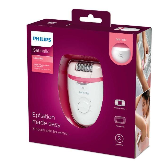 Philips Satinelle Essential Kompaktiškas laidinis epiliatorius BRE255/00