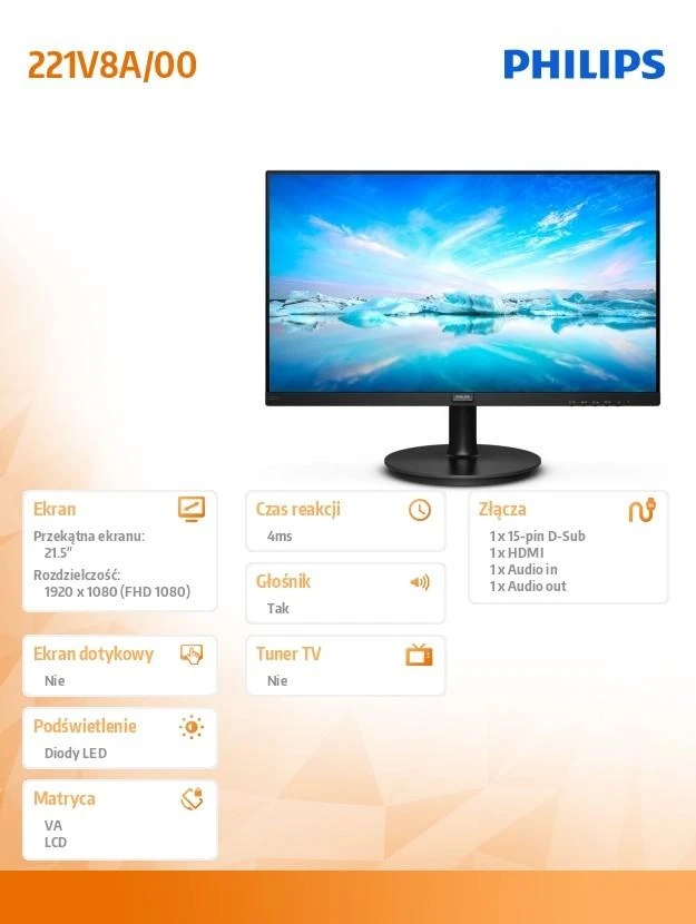 Philips LCD monitorius 221V8A/00