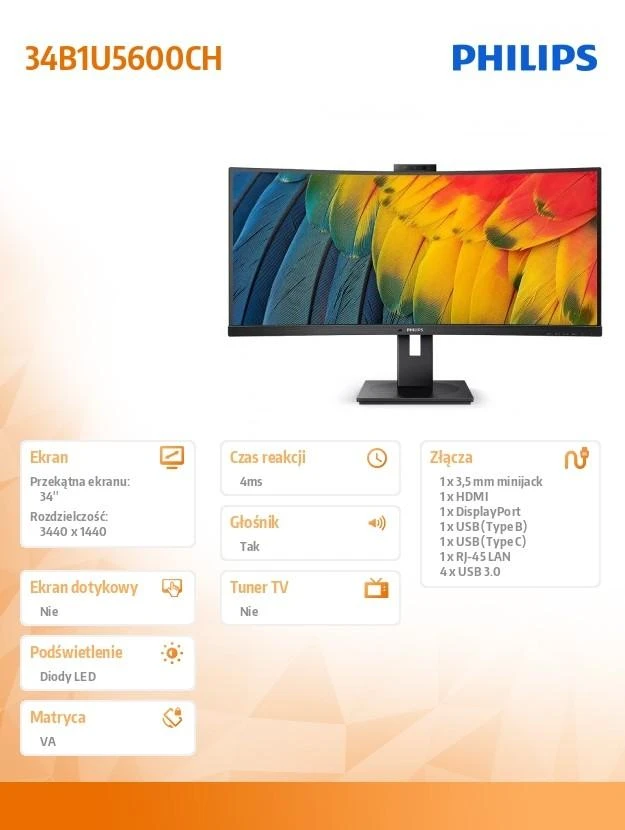 Monitorius Philips 34B1U5600CH/00 34"