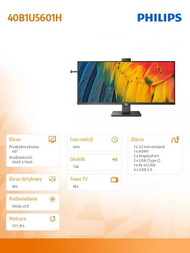 Monitorius Philips 40B1U5601H/00 40", Juodos spalvos