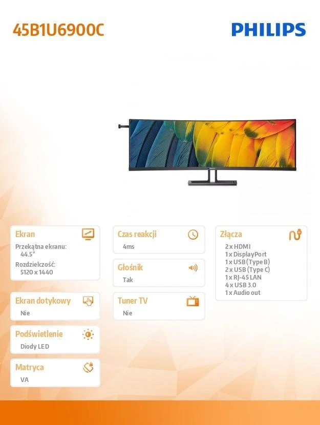 Monitorius Philips 45B1U6900CH, 45"