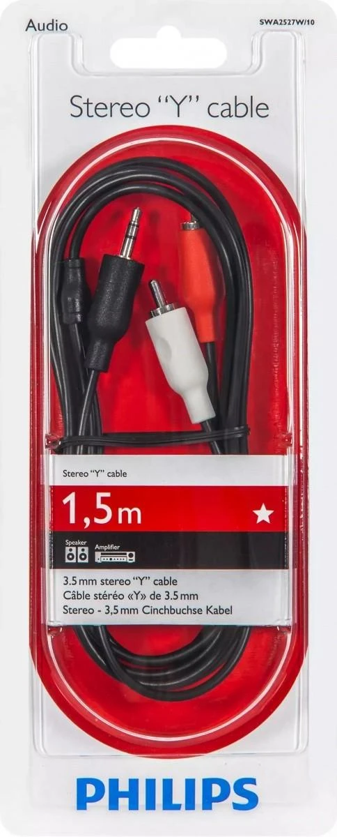 Laidas PHILIPS 3.5mm M, 2xRCA M, 1.5m, juodas SWA2527W/10