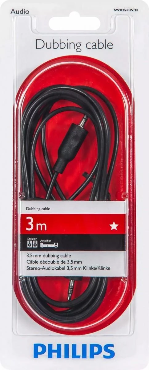Laidas PHILIPS 3.5mm M, 3.5mm M, 3m, juodas SWA2533W/10