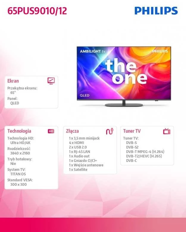 „Philips The One 4K Ambilight“ televizorius 65PUS9010/12