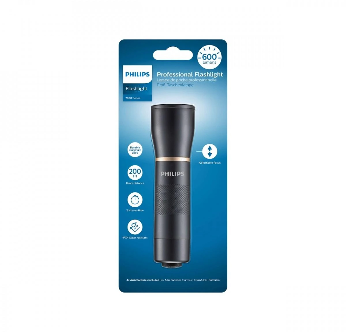 Žibintuvėlis PHILIPS LED 4xAAA 600lm Phil-SFL7001T10