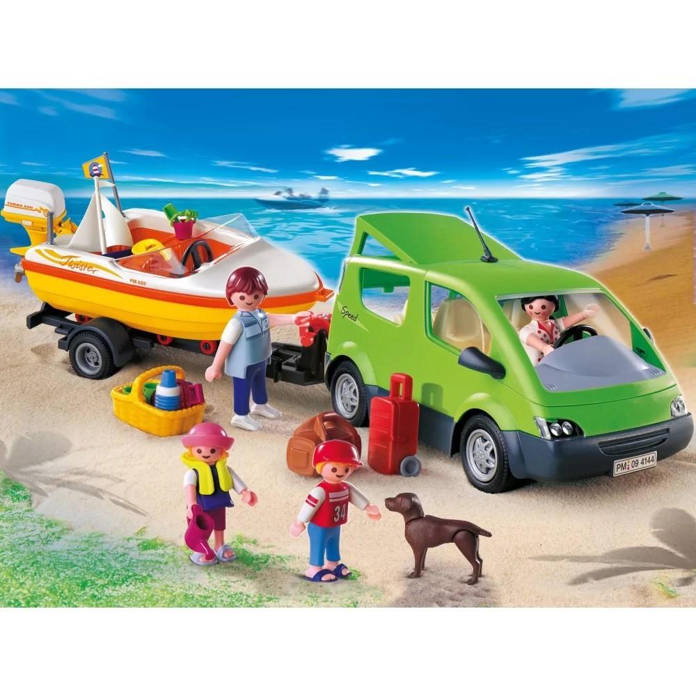 Žaislų rinkinys - Playmobil 4144 Šeimos furgonas su valties priekaba (Playmobil, furgonas, priekaba, valtis)