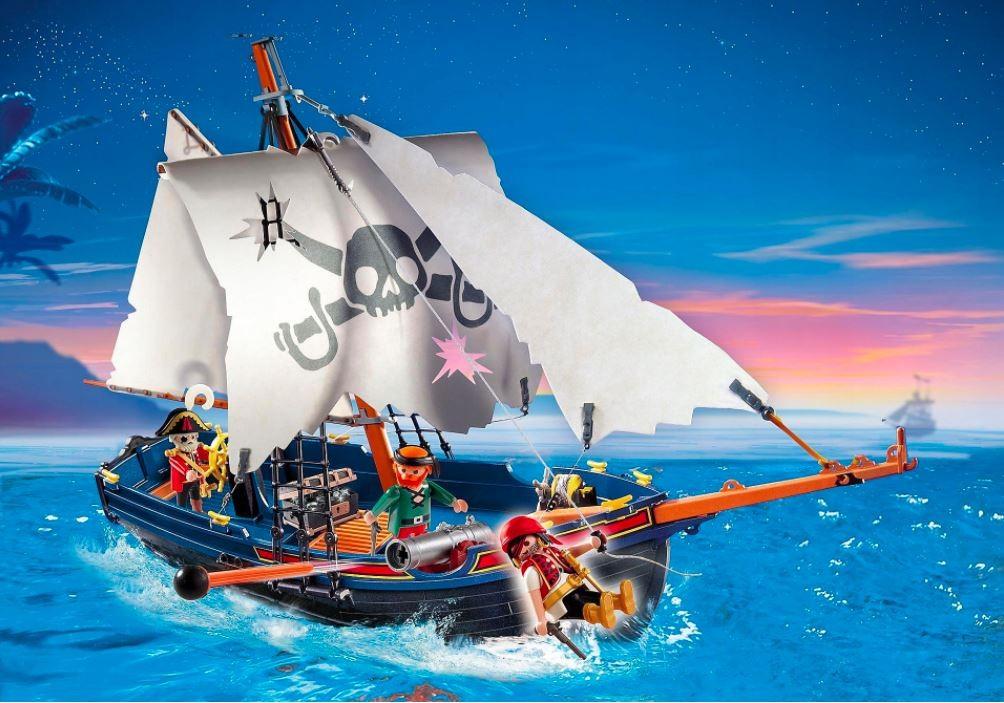 PLAYMOBIL 5810 Piratų valtis su kanonu, plaukia vandenyje, 3 personažai, 84 dalys, Piratai, Nuo 4 metų