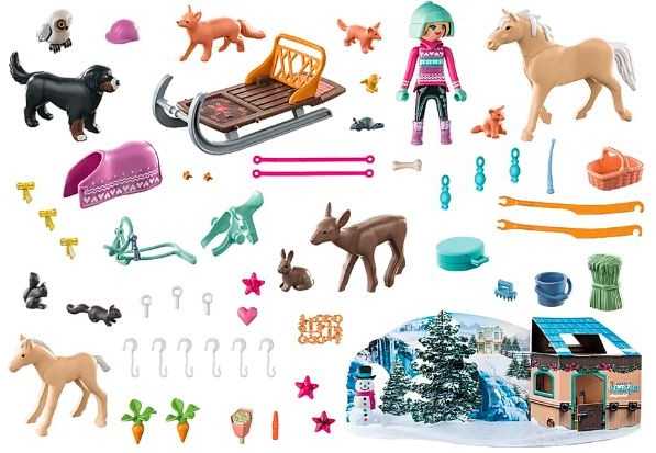 Playmobil Advento kalendorius Arklių pasaulis - Kalėdinis pasivažinėjimas rogėmis, 71345