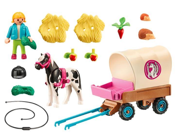 Playmobil Rinkinys su kaimo figūrėlėmis 70998 Arklio vežimas su poniu