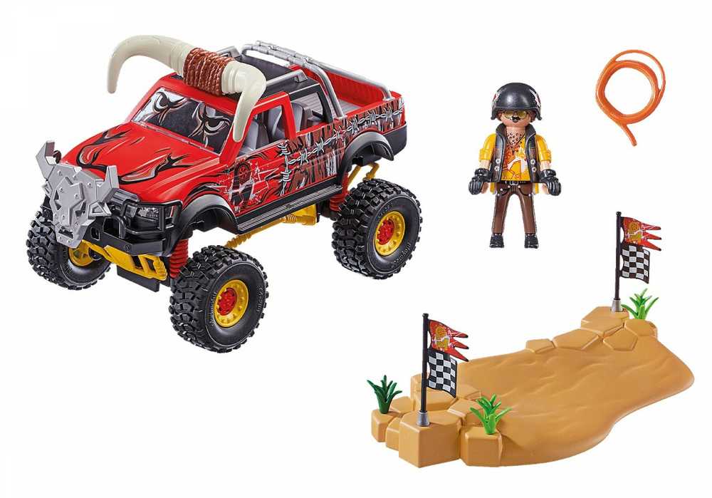 PLAYMOBIL – 70549 – 4x4 kaskadininkų šou bulius – mėlynas – mišrus – 970 g