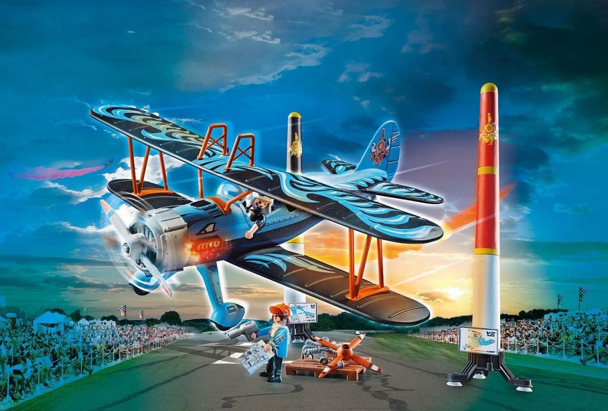 PLAYMOBIL – 70831 – „Air Stuntshow Biplane“ „Phoenix“ – su garso efektais