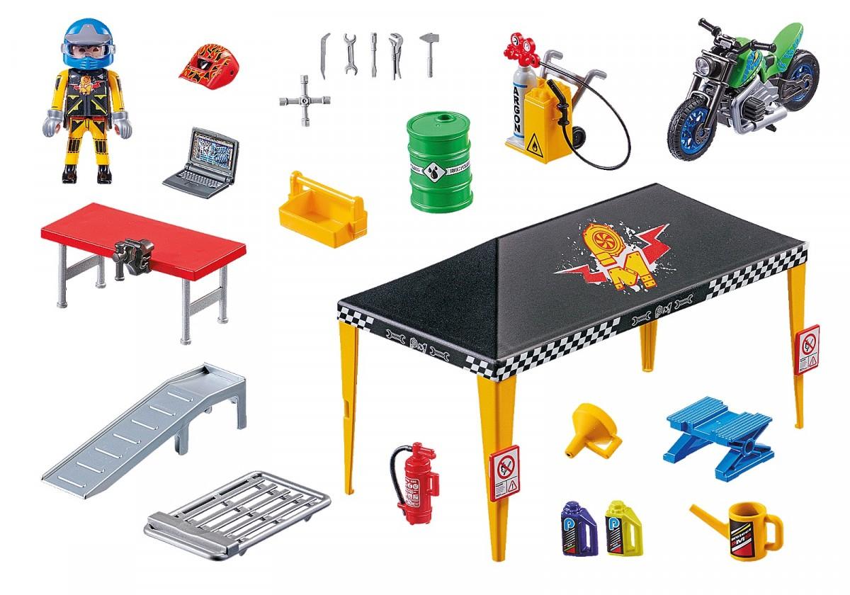 70552 PLAYMOBIL® Stuntshow Motociklų servisas palapinėje