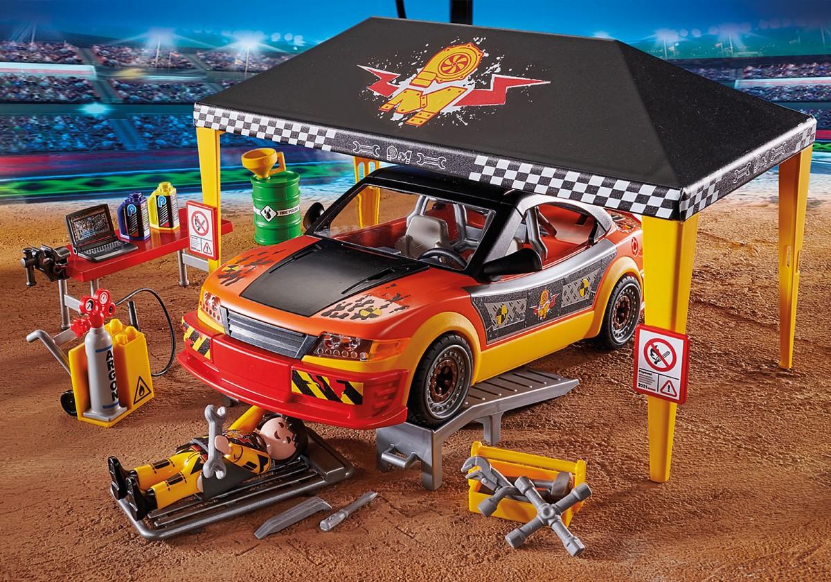 70552 PLAYMOBIL® Stuntshow Motociklų servisas palapinėje