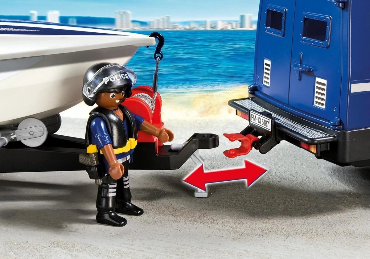 Žaislas - Playmobil 5187 Policijos sunkvežimis su greitaeige valtimi (Playmobil, 5187, nuo 4 metų, įvairių spalvų)