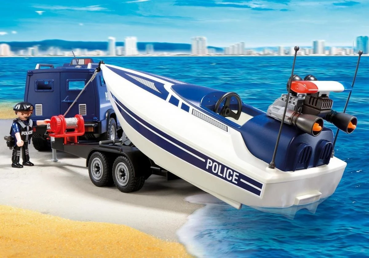 Žaislas - Playmobil 5187 Policijos sunkvežimis su greitaeige valtimi (Playmobil, 5187, nuo 4 metų, įvairių spalvų)