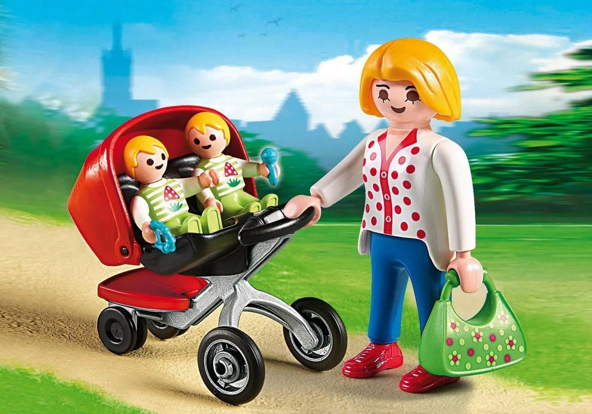 PLAYMOBIL CITY LIFE motina su vežimėliu dvynukų, 5573