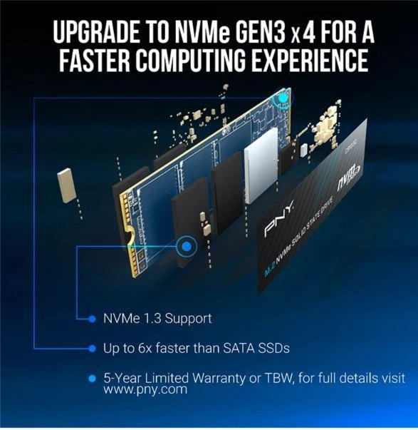 „Pny Technologies“ CS1030 1 TB M.2 PCI Express 3.0 NVMe 3D NAND diskas