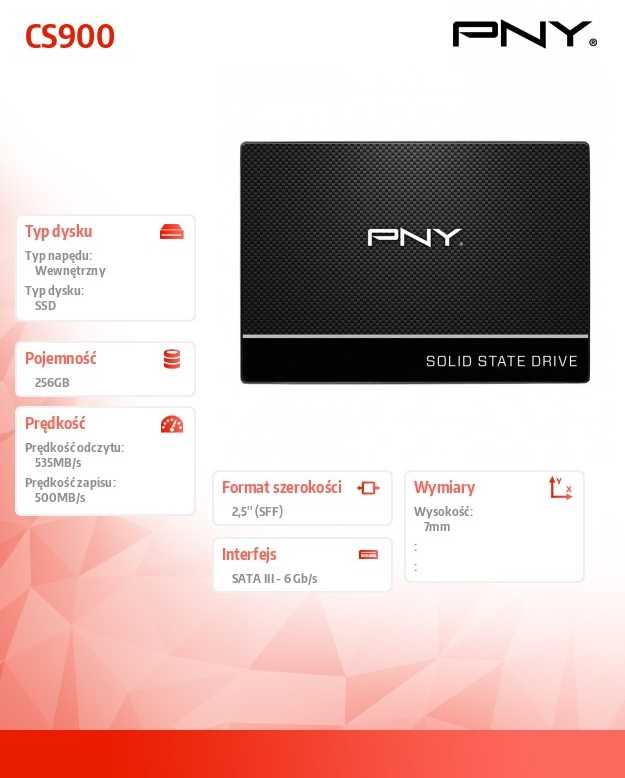 Dysk SSD PNY CS900 (bulk) 256GB 2.5" SATA III (SSD7CS900-256-BLK)
