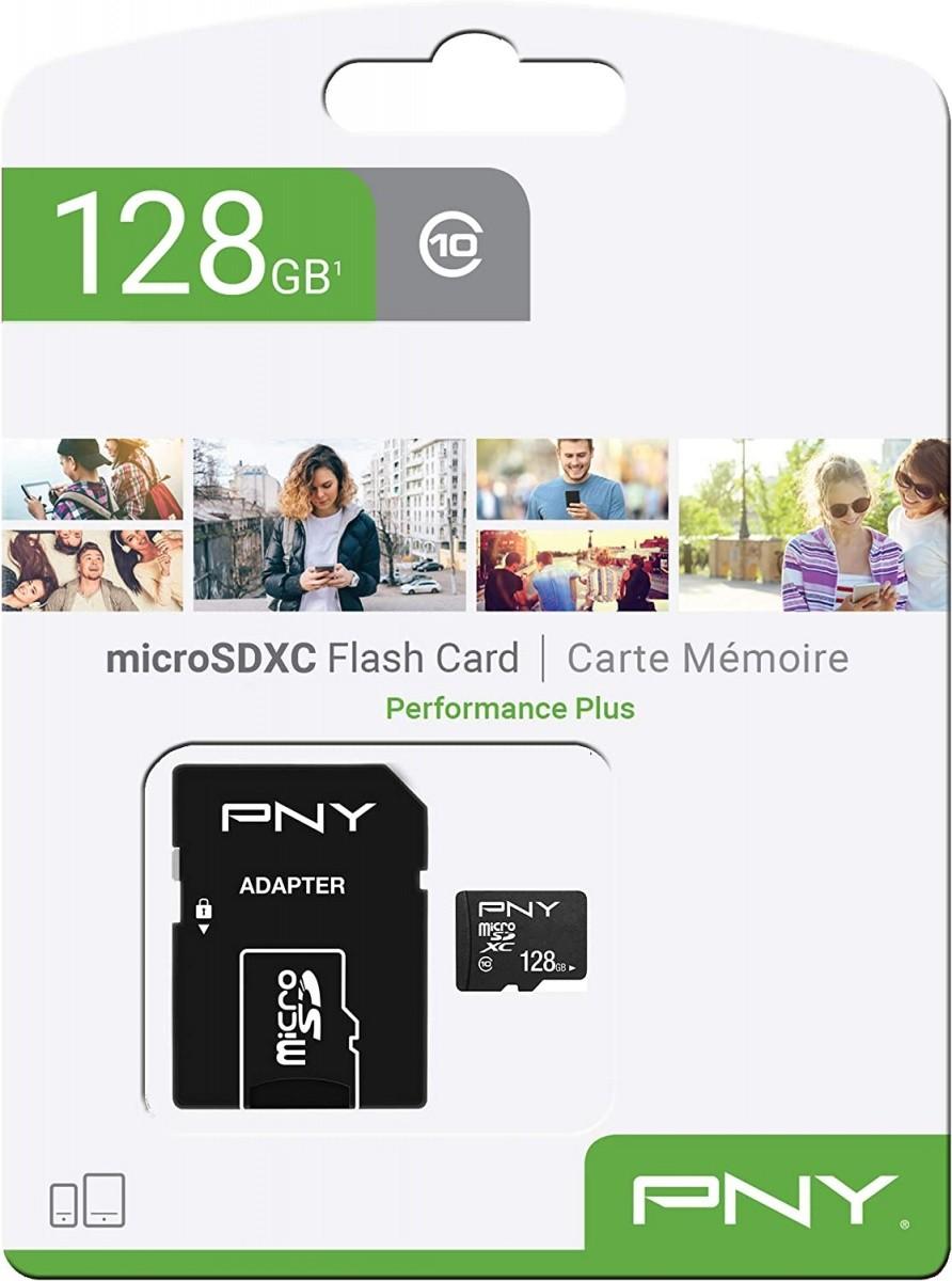 Atminties kortelė PNY Micro SD Card Performance Plus 128GB XC Class 10 SD adapteris