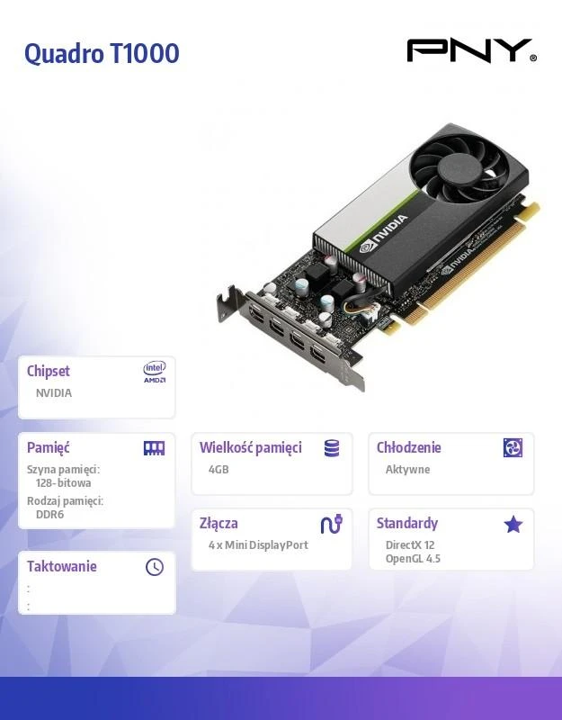 Vaizdo plokštė Pny Technologies PNY Quadro T1000 4GB GDDR6 4xmDP LP