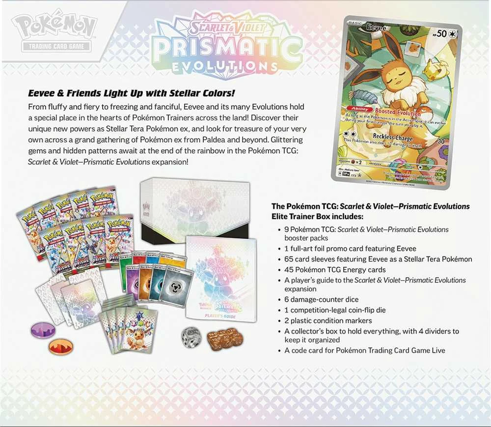 Pokemon Pokemon TCG – Scarlet & Violet 8.5 Prismatic Evolutions Elite Trainer Box