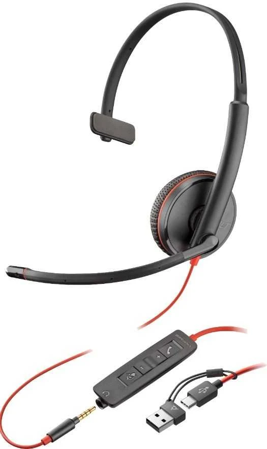 Ausinės Hewlett Packard (HP) „Poly Blackwire 3215“ USB-C laidas + 3,5 mm kabelis + USB-C/A laidas