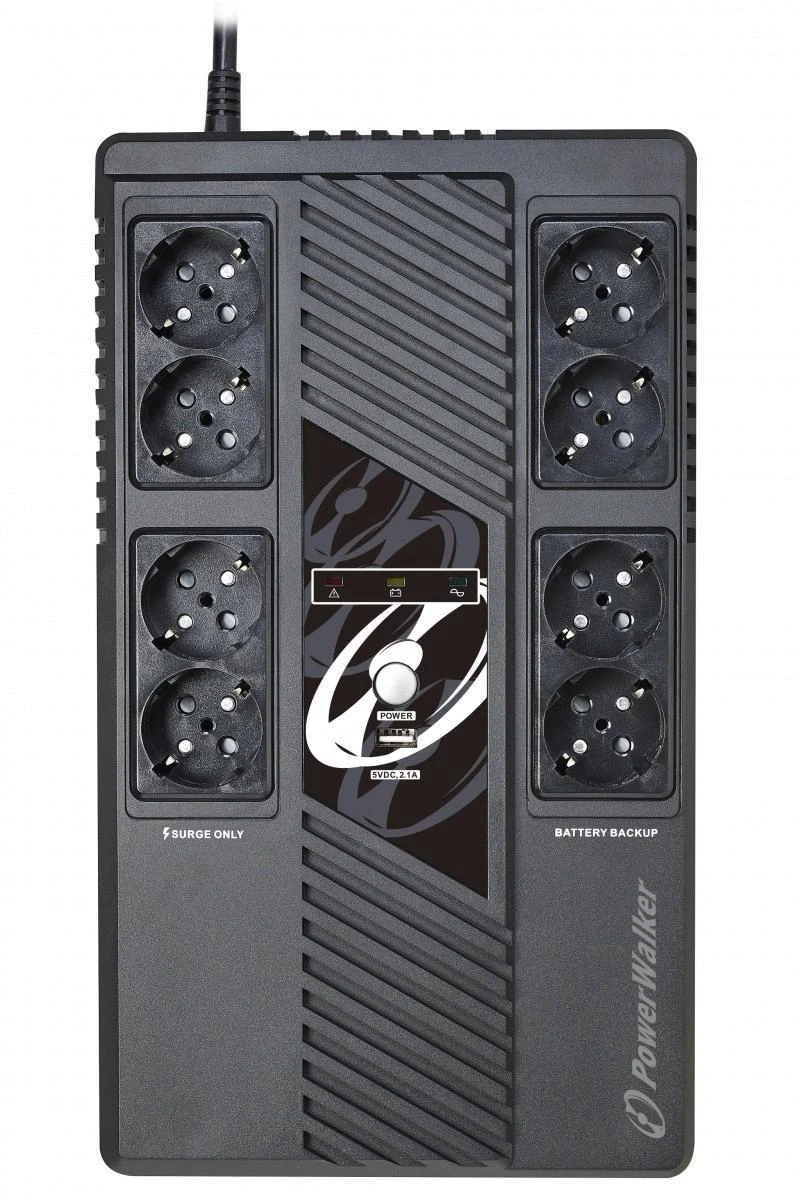 POWER WALKER UPS Line-Interactive 1000VA MS 8x schuko RJ45 įvestis / išvestis USB HID USB įkroviklis