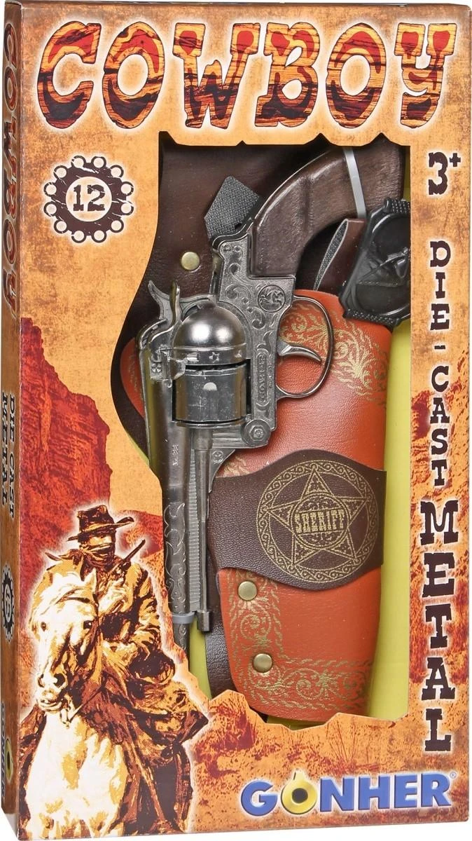 Pulio Metalinis kaubojus revolver su laikikliu ir diržas 149 / 0 Gonher