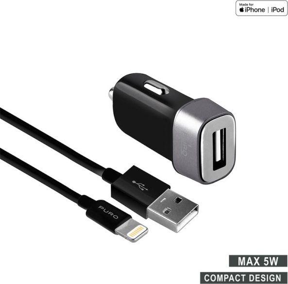 Įkroviklis Puro Mini 1x USB-A 1 A (MCHUSBAPLTCBLK)