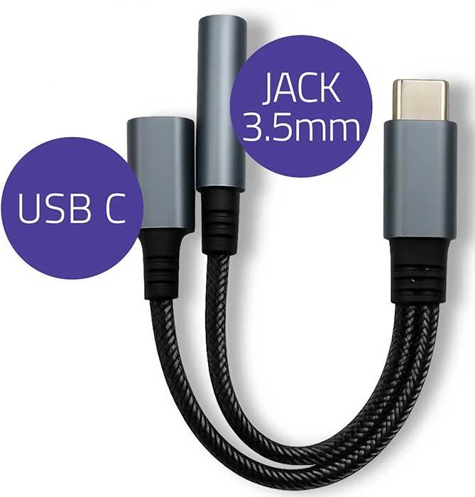 Qoltec 2in1 USB-C adapteris PD 15W 10cm aliuminis