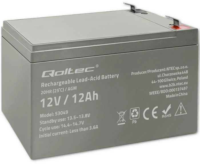 QOLTEC AGM baterija 12V 12Ah