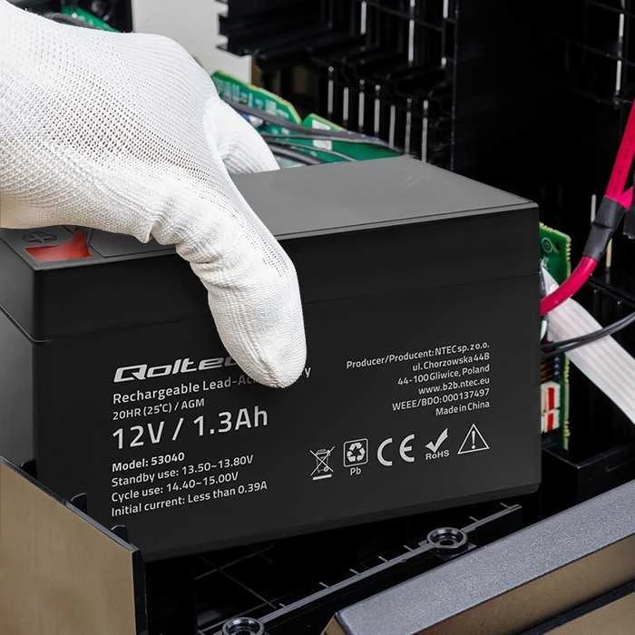 QOLTEC 53040 Baterija AGM 12V 1.3Ah max.0.39A