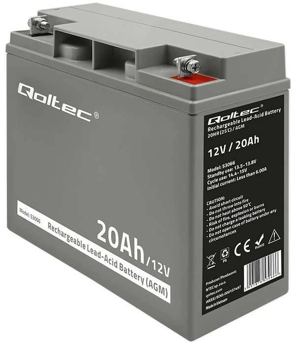 QOLTEC 53066 AGM baterija 12V 20Ah maks. 300A