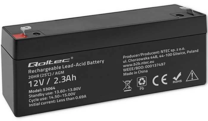 QOLTEC 53064 AGM baterija 12V 2,3Ah maks. 34,5A