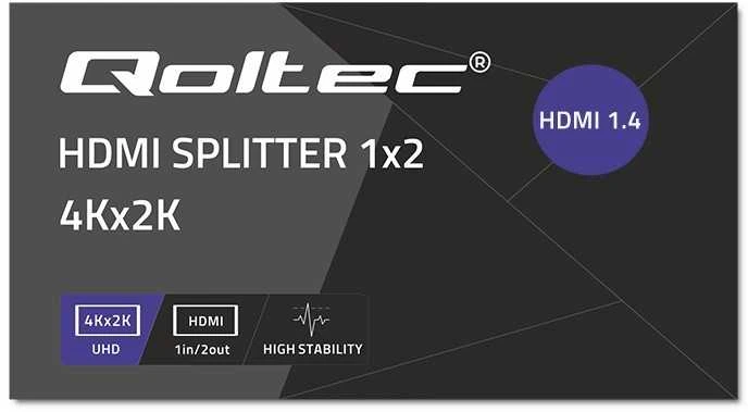„Qoltec“ aktyvus skirstytuvas 2 x HDMI 4K x 2K | 3.4 Gb/s | Didelis stabilumas