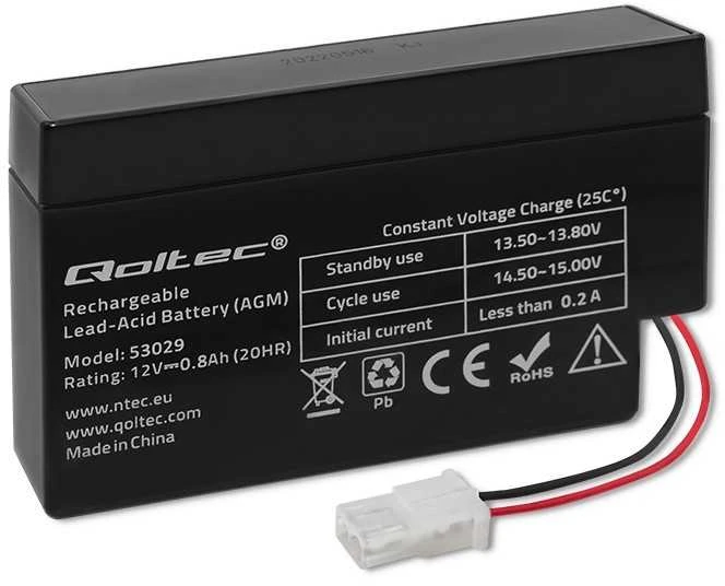 QOLTEC AGM baterija 12V 0,8Ah maks. 12A