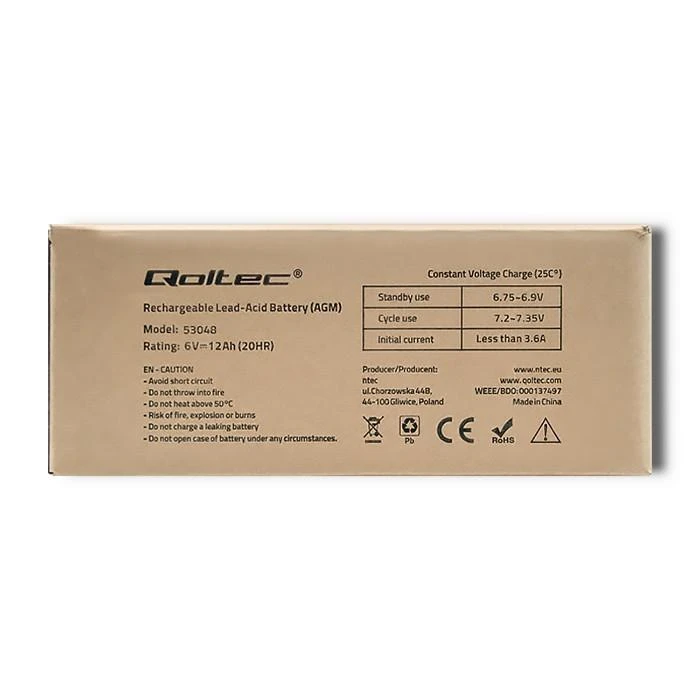 QOLTEC AGM baterija 6V 12Ah